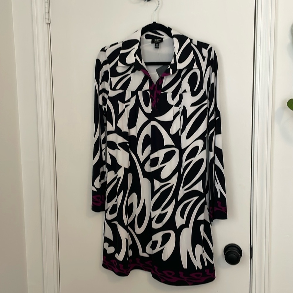 Nicole Miller Patterned Collared Shift Dress NWT